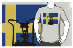 t-shirt, sweden, swedish, made in sweden, swedish flag, flag of sweden, pressure stove, stove, vintage stove, brass stove, paraffin stove, yellow cross, cooker, kerosene stove