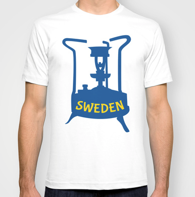 SHIRT, T-SHIRT,stove, brass stove, pressure stove, camp stove, camping, vintage stove, classic camp stove, one pint stove, swedish stove, sweden, swedish, made in sweden, retro camping, swedish flag, national flag of sweden, flag, kerosene, paraffin, kero TEE, 
